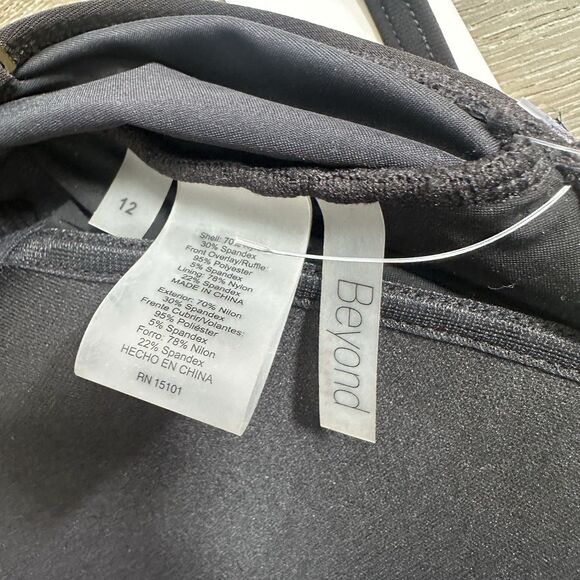 Beyond Control Black Ruffle Skirted One Piece Swimsuit Size 12 NWT $135 - Picture 5 of 5